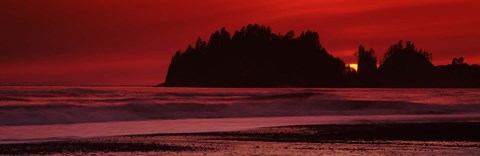 Framed Seastacks at sunset, Second Beach, Washington State Print