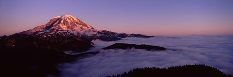 Framed Sea of clouds with mountains in the background, Mt Rainier, Pierce County, Washington State, USA Print