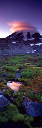 Framed Clouds over a snowcapped mountain, Mt Rainier, Washington State, USA Print