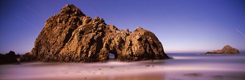 Framed Rock formation on the beach, one hour exposure, Pfeiffer Beach, Big Sur, California Print