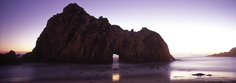 Framed Silhouette of a cliff on the beach, Pfeiffer Beach, Big Sur, California, USA Print