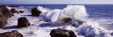 Framed Waves breaking on the coast, Santa Cruz, Santa Cruz County, California Print