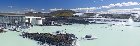 Framed Tourists at a spa lagoon, Blue Lagoon, Reykjavik, Iceland Print