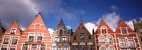 Framed Low angle view of colorful buildings, Main Square, Bruges, West Flanders, Flemish Region, Belgium Print