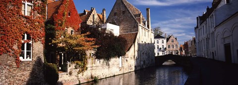 Framed Houses along a channel, Bruges, West Flanders, Flemish Region, Belgium Print