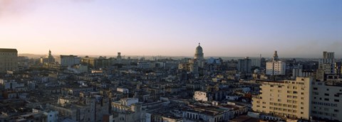 Framed High angle view of a city, Old Havana, Havana, Cuba (Blue and Purple Sky) Print
