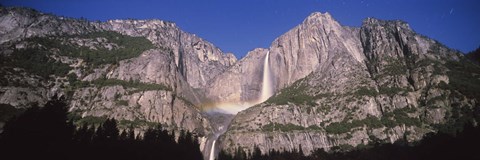 Framed Lunar rainbow over the Upper and Lower Yosemite Falls, Yosemite National Park, California, USA Print