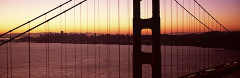 Framed Suspension bridge at sunrise, Golden Gate Bridge, San Francisco Bay, San Francisco, California (horizontal) Print