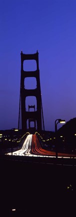 Framed Traffic on a suspension bridge, Golden Gate Bridge, San Francisco Bay, San Francisco, California, USA Print