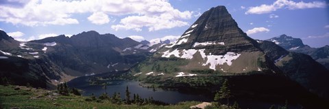 Framed Lake surrounded with mountains, Bearhat Mountain, Hidden Lake, US Glacier National Park, Montana, USA Print