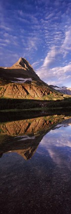 Framed Reflection of a mountain in a lake, Alpine Lake, US Glacier National Park, Montana, USA Print