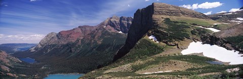 Framed Lake surrounded with mountains, Alpine Lake, US Glacier National Park, Montana Print