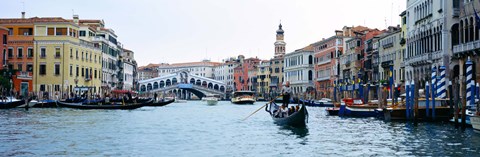 Framed Buildings at the waterfront, Rialto Bridge, Grand Canal, Venice, Veneto, Italy Print