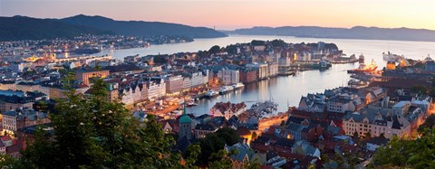 Framed Buildings in a city, Bergen, Hordaland County, Norway Print
