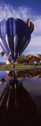 Framed Big Blue Balloon, Hot Air Balloon Rodeo, Steamboat Springs, Routt County, Colorado, USA Print