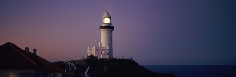 Framed Lighthouse at dusk, Broyn Bay Light House, New South Wales, Australia Print