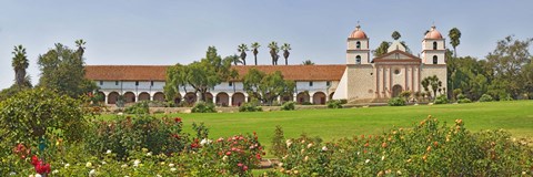 Framed Garden in front of a mission, Mission Santa Barbara, Santa Barbara, Santa Barbara County, California, USA Print