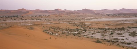 Framed Panoramic view of sand dunes viewed from Big Daddy Dune, Sossusvlei, Namib Desert, Namibia Print