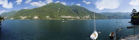 Framed Sailboat in a lake, Lake Como, Como, Lombardy, Italy Print