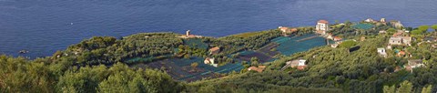 Framed Aerial view of a town, Villa Angelina, Massa Lubrense, Campania, Italy Print