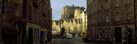 Framed Edinburgh Castle and street view, Edinburgh, Scotland Print