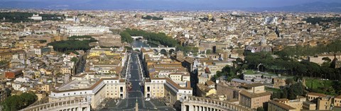 Framed Overview of the historic centre of Rome from the dome of St. Peter&#39;s Basilica, Vatican City, Rome, Lazio, Italy Print