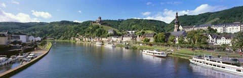 Framed Town at the riverside, Mosel River, Cochem, Rhineland-Palatinate, Germany Print