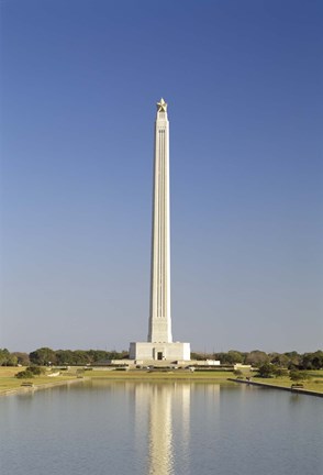 Framed Reflection of a monument in the pool, San Jacinto Monument, Texas, USA Print