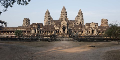 Framed Facade of a temple, Angkor Wat, Angkor, Siem Reap, Cambodia Print