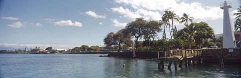 Framed Lighthouse at a pier, Lahaina, Maui, Hawaii, USA Print