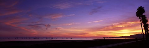 Framed Sunset over the ocean, Santa Barbara, California, USA Print
