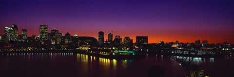 Framed City lit up at dusk, Montreal, Quebec, Canada 2010 Print