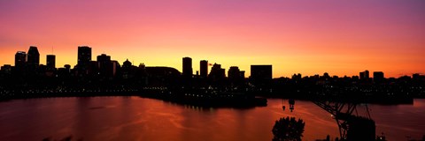 Framed Silhouette of buildings at dusk, Montreal, Quebec, Canada 2010 Print