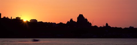 Framed City at sunset, Chateau Frontenac Hotel, Quebec City, Quebec, Canada Print