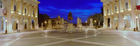 Framed Marcus Aurelius Statue at a town square, Piazza del Campidoglio, Capitoline Hill, Rome, Italy Print