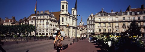 Framed Buildings along a street, Besancon, Franche-Comte, France Print