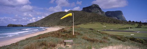 Framed Airstrip on the beach, Blinky Beach, Lord Howe Island, New South Wales, Australia Print