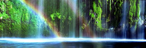 Framed Rainbow formed in front of a waterfall in a forest, Dunsmuir, Siskiyou County, California Print