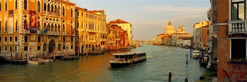 Framed Vaporetto water taxi in a canal, Grand Canal, Venice, Veneto, Italy Print