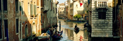 Framed Boats in a canal, Castello, Venice, Veneto, Italy Print