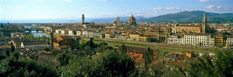 Framed Buildings in a city with Florence Cathedral in the background, San Niccolo, Florence, Tuscany, Italy Print