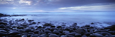 Framed Beach at dusk, Westward Ho, North Devon, Devon, England Print