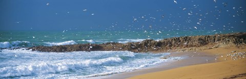 Framed Waves breaking on the coast, Morbihan, Brittany, France Print
