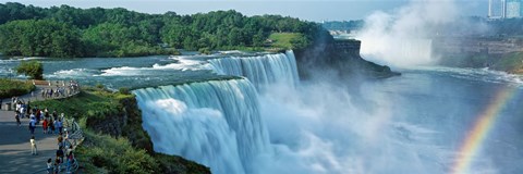 Framed Tourists at a waterfall, Niagara Falls, Niagara River, Niagara County, New York State, USA Print