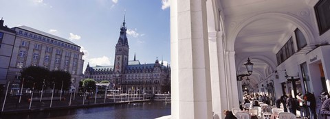 Framed Town hall at the waterfront, Alsterarkaden, Alster Lake, Hamburg, Germany Print