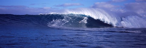 Framed Surfer in the ocean, Maui, Hawaii, USA Print