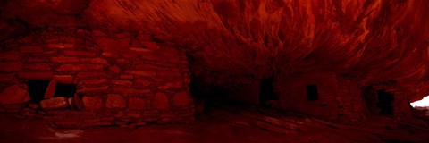 Framed House Of Fire in red, Anasazi Ruins, Mule Canyon, Utah, USA Print