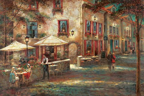 Framed Courtyard Cafe Print