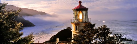 Framed Lighthouse at a coast, Heceta Head Lighthouse, Heceta Head, Lane County, Oregon (horizontal) Print