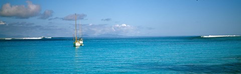 Framed Boat in the ocean, Huahine Island, Society Islands, French Polynesia Print